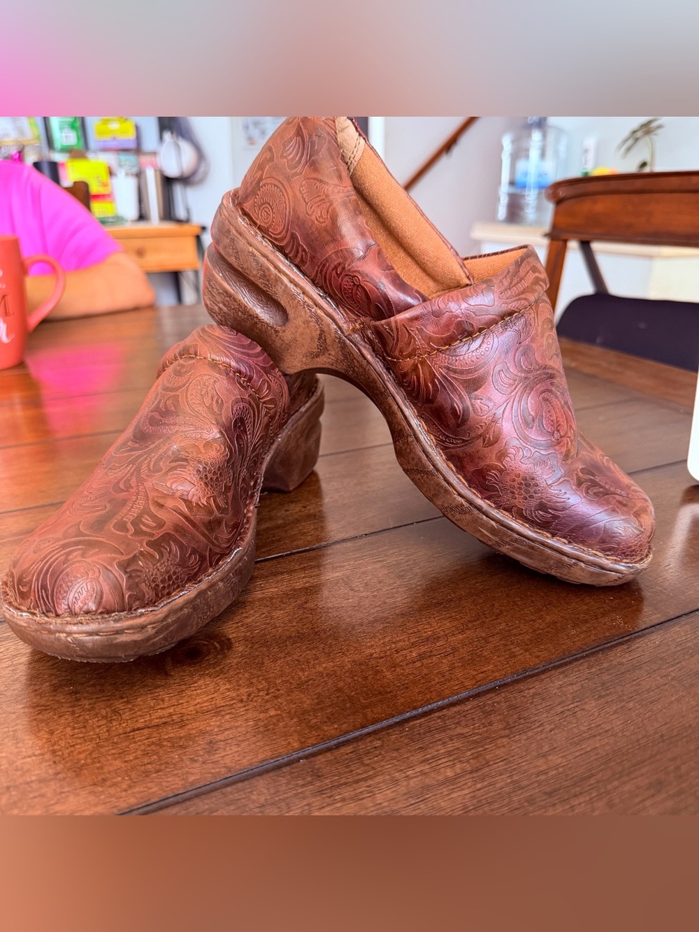 B.O.C. Brand Women's Brown Embossed Faux Leather Mules Size 8